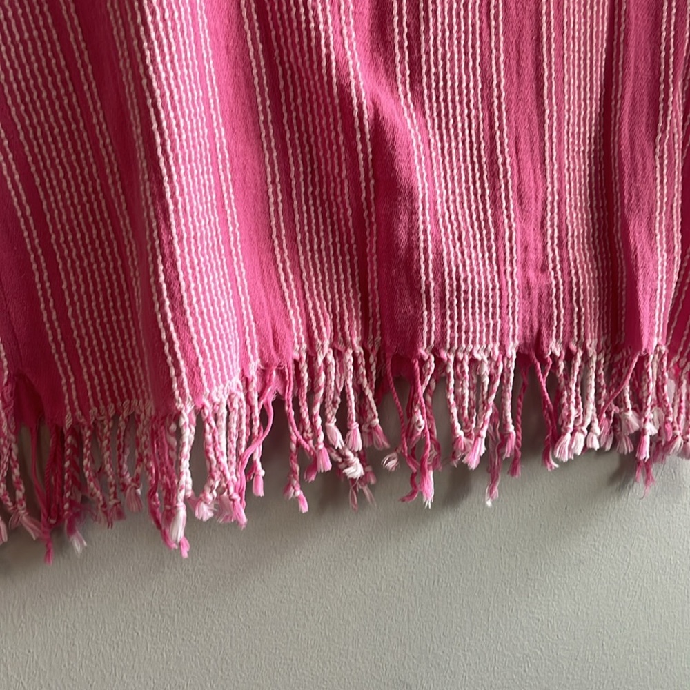 Zara pink and white woven tunic cover up top - Picture 4 of 7